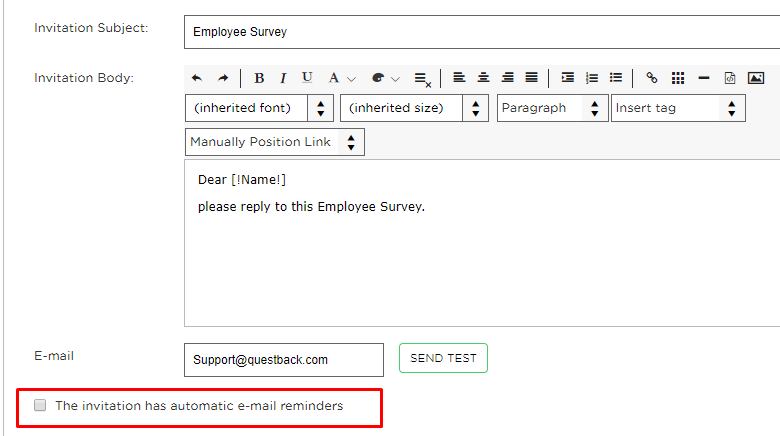 The invitation has automatic e-mail reminders