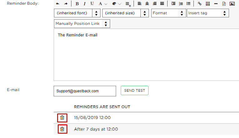 Delete Selected Reminders