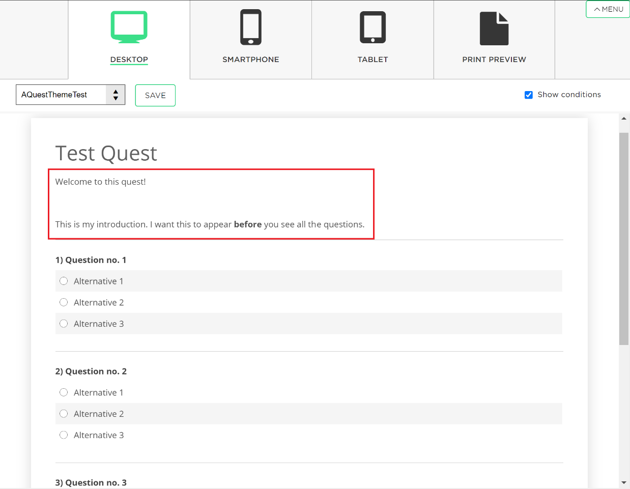 default output