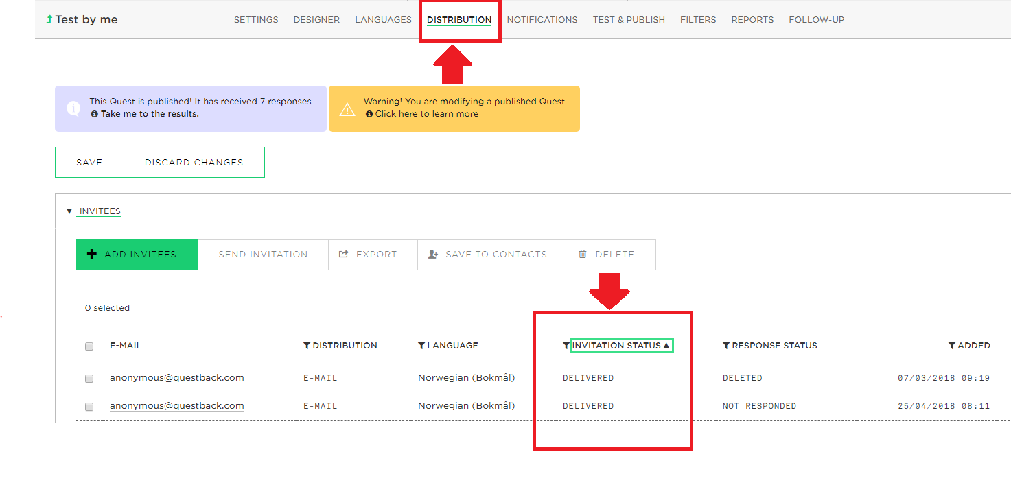 Distribution tab