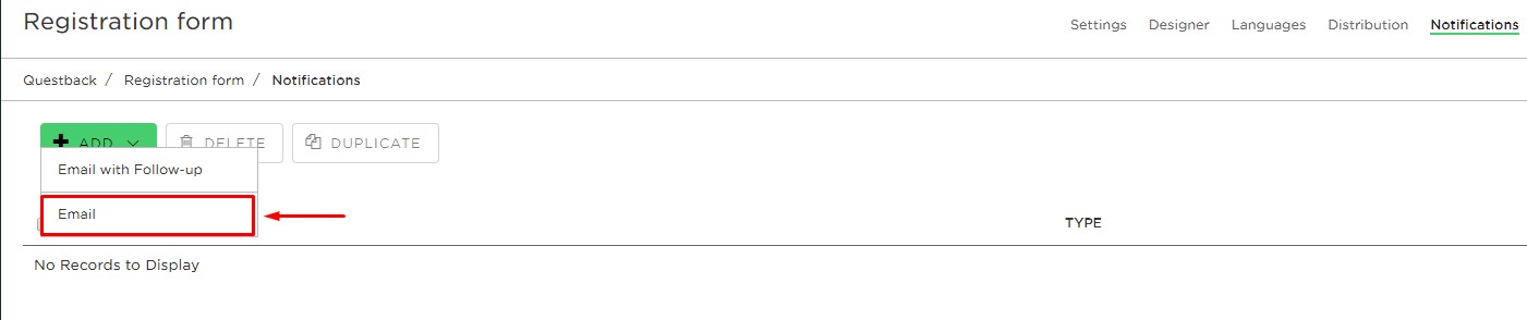 choose email