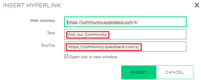 By utilizing the Text and Tooltip fields, you can make sure that embedded links are intelligible