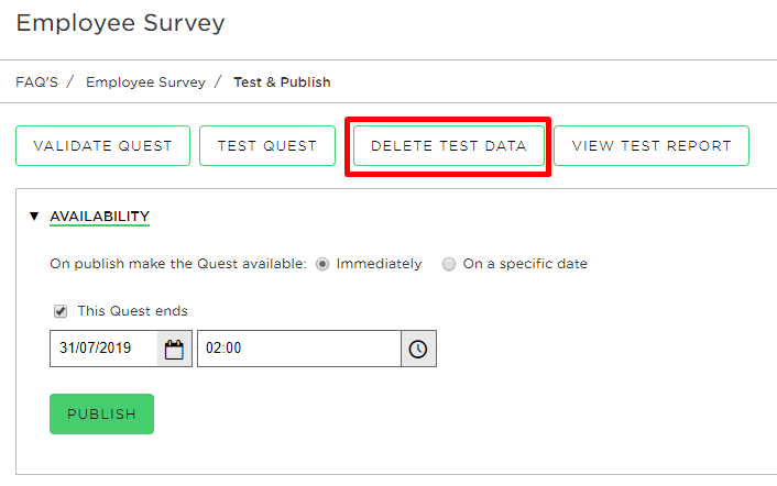 Delete Test Data