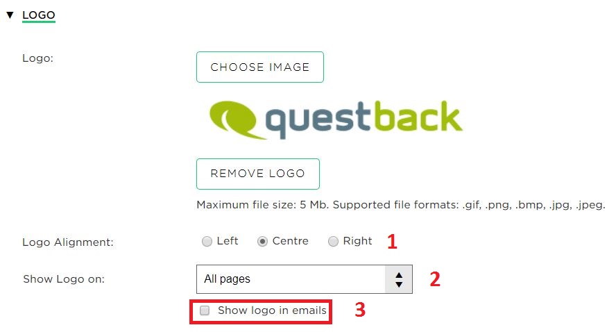 Choose where to place the logo inside the Quest