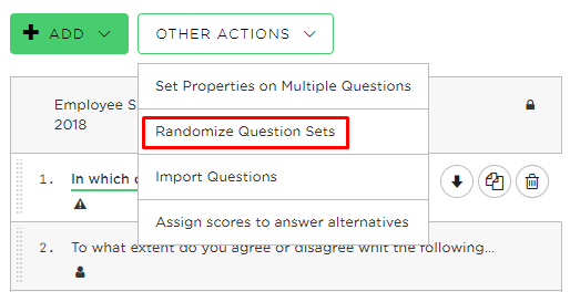 Randomize Question Sets