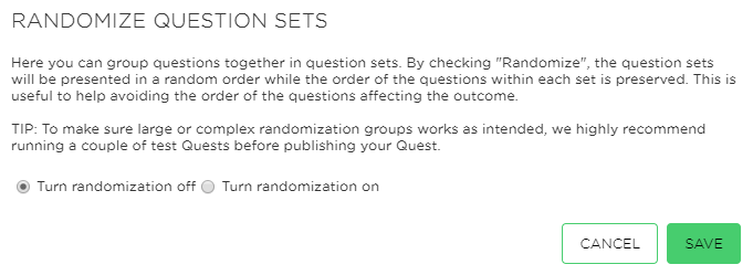 randomize questions