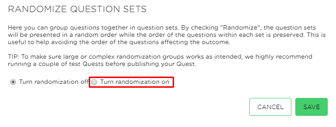 Turn randomization on and click save