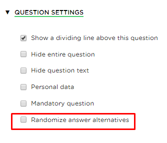 Randomize answer alternatives