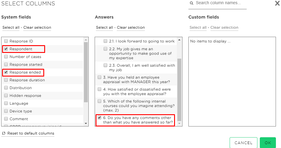 select columns