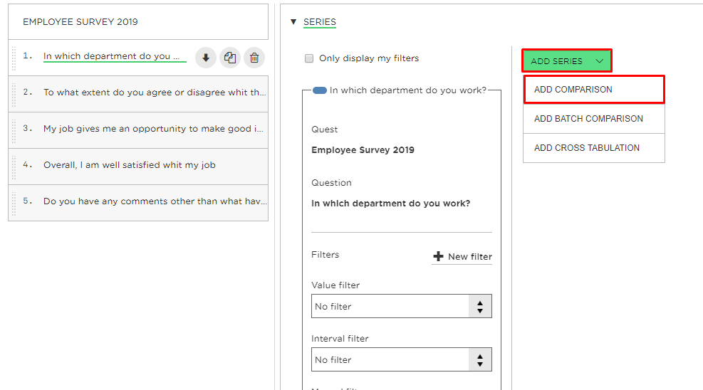 click Add Series and choose Add Comparison