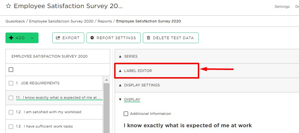 The Label Editor will let you change the labels in the graph