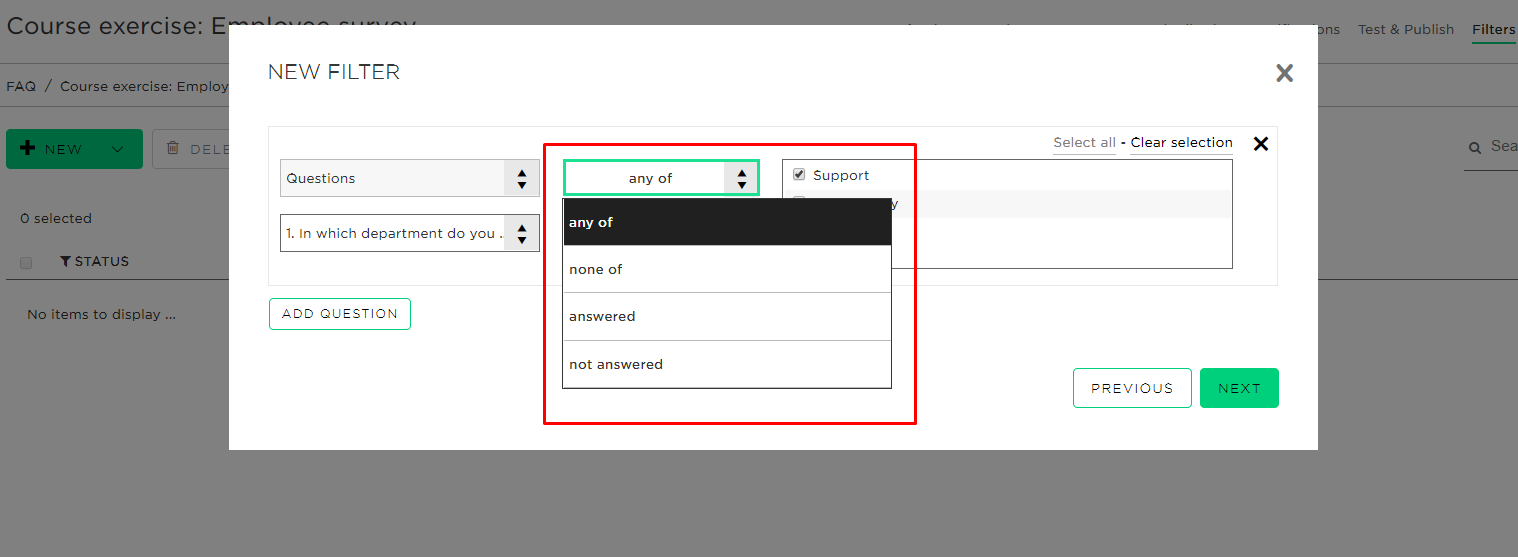 creating conditional filters