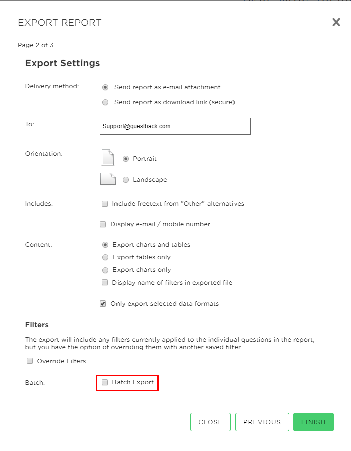 Scroll down to Batch Export