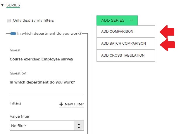 Click ADD SERIES, and then press ADD COMPARISON or ADD BATCH COMPARISON