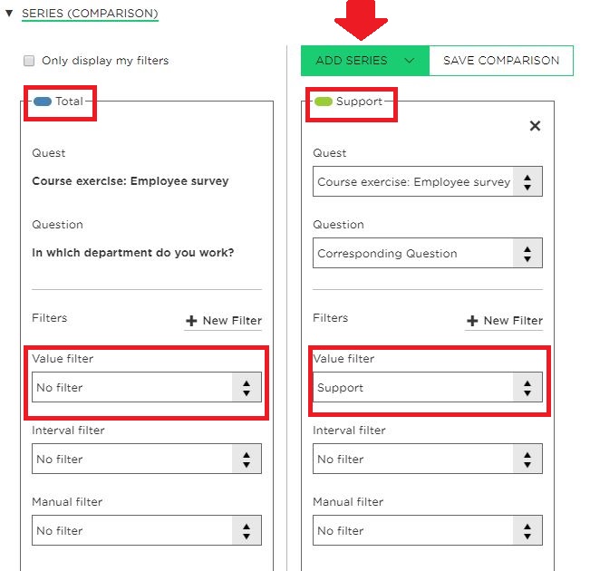 click ADD SERIES, and press ADD COMPARISON