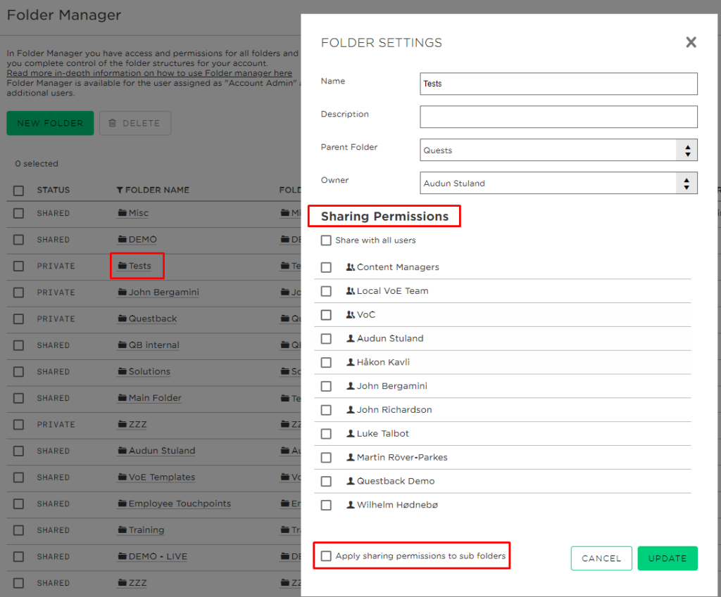 How to use the Folder Manager Questback Academy